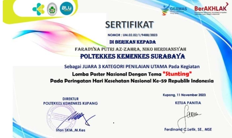 Juara 3 Lomba Poster Nasional dengan tema "Stunting"